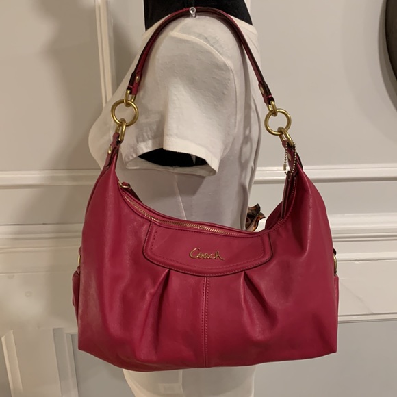 Coach Vintage Ashley Pink Pleated Leather Convertible Hobo Bag EUC - Picture 8 of 14
